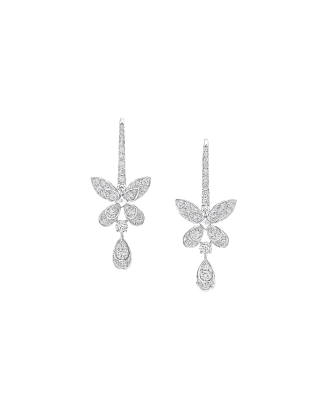Brincos Butterlfy Ouro Branco E Diamantes