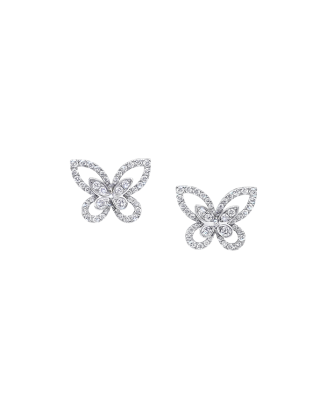 Brincos Butterfly Silhouette Ouro Branco E Diamantes