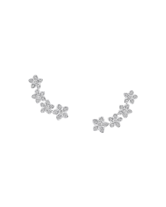 Brincos Climber Wild Flower Ouro Branco E Diamantes