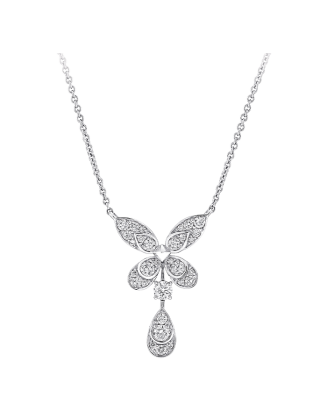Colar Pendente Butterfly Ouro Branco E Diamantes