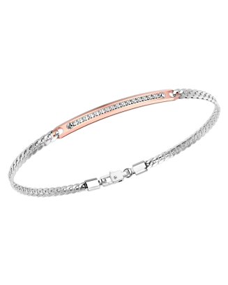 Pulseira Ouro Branco, Ouro Rosa E Diamantes
