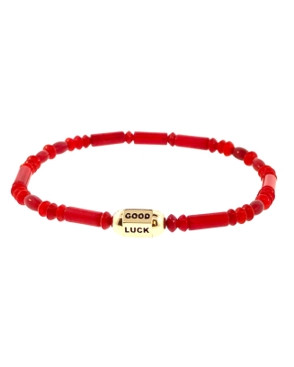 Pulseira Ouro Amarelo, Esmalte Vermelho