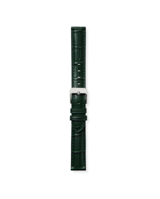 ELETTA Bracelete 16mm Pele Croco Verde Aço