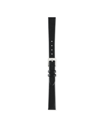 ELETTA Bracelete Aço Pele Preta 12mm