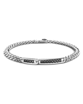 Pulseira Prata E Espinélios Pretos