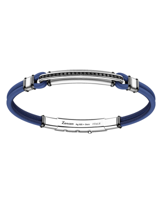 Pulseira Pele Azul. Prata E Espinélios Pretos