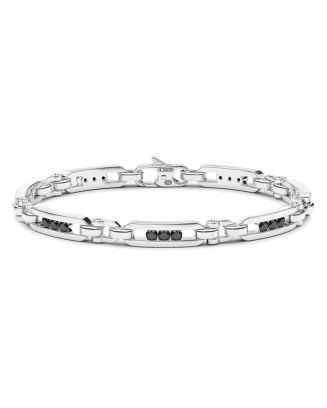 Pulseira Prata E Espinélios Pretos