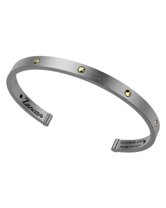 Pulseira Titanio Com Ouro Amarelo