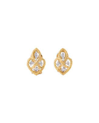 Brincos &Eacute;toil&eacute;e Mini Ouro Amarelo, Ouro Branco E Diamantes