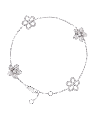 Pulseira Wild Flower Ouro Branco E Diamantes