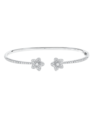 Pulseira Mini Double Wild Flower Ouro Branco E Diamantes