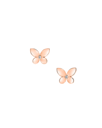 Brincos Mini Butterfly Ouro Rosa E Diamantes
