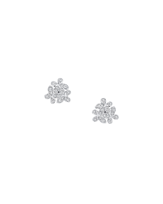 Brincos Studs Triple Butterfly Ouro Branco E Diamantes