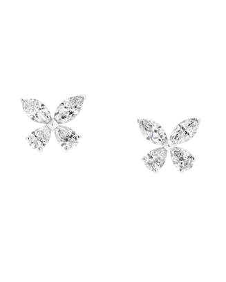 Studs Butterfly Ouro Branco E Diamantes