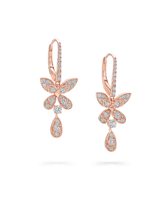 Brincos Butterfly em Ouro Rosa com Diamantes