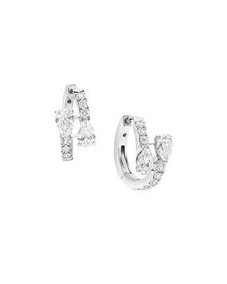 Brincos Duet Ouro Branco E Diamantes Pera E Redondos