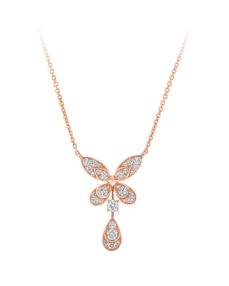 Colar Pendente Butterfly em Ouro Rosa e Diamantes
