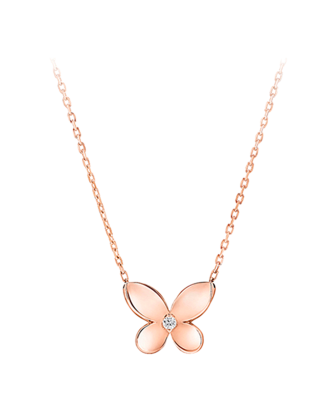 Colar Pendente Butterfly Ouro Rosa E Diamante
