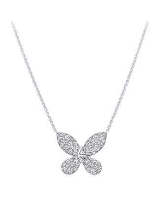 Colar Pendente Butterfly Ouro Branco E Diamantes