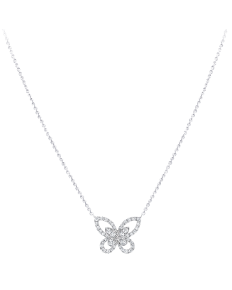 Colar Pendente Butterfly Ouro Branco E Diamantes