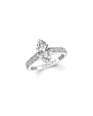 Anel Solitário Flame Platina E Diamantes com Pavé
