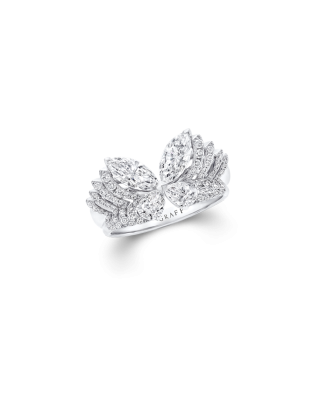 Anel Butterfly Ouro Branco E Diamantes Marquise E Pera