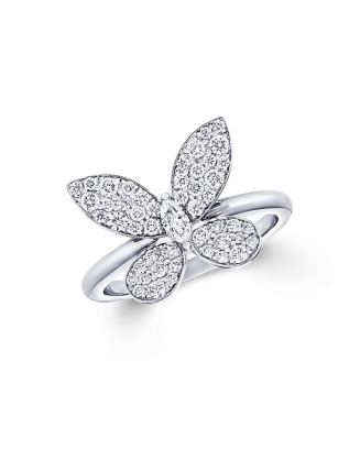 Anel Butterfly em Ouro Branco com Diamantes