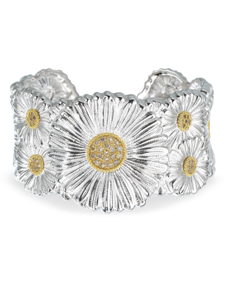 Pulseira Cuff Blossoms Prata e Vermeil com Diamantes