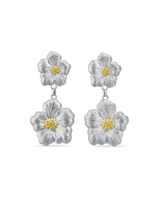Brincos Pendentes Blossoms Prata e Vermeil