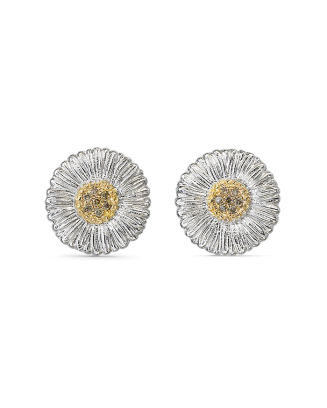 Brincos Blossoms Prata e Vermeil com Diamantes Castanhos