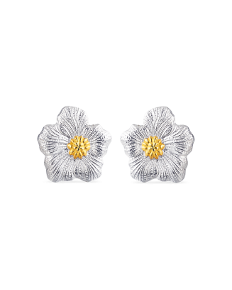 Brincos Blossoms Gardenia Prata e Vermeil