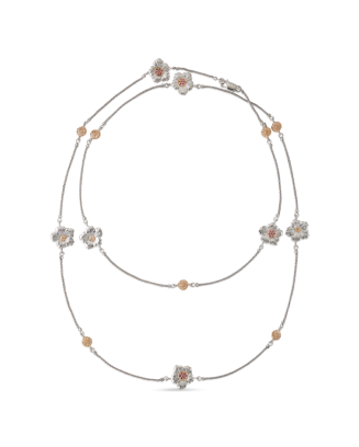 Colar Blossoms Prata com Safiras Rosa