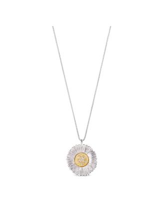 Colar Pendente Blossoms Prata com Ouro Amarelo e Diamantes