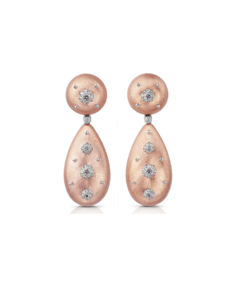 Brincos Macri Ouro Rosa, Branco E Diamantes