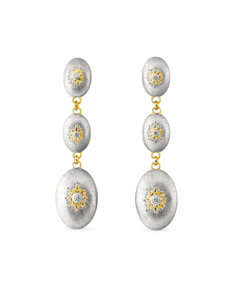 Brincos Ouro Branco, Amarelo E Diamantes
