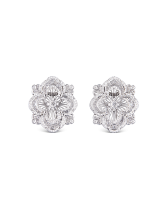 Brincos Opera Tulle Ouro Branco e Diamantes