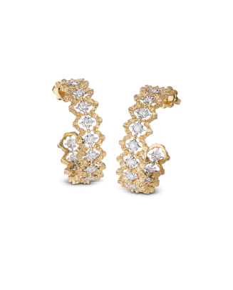 Brincos Rombi Ouro Amarelo, Ouro Branco e Diamantes