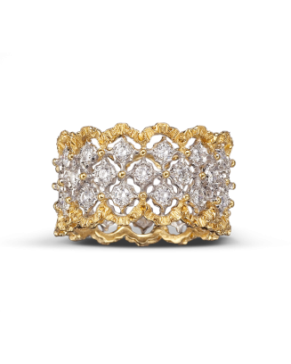Anel Eternelle Rombi Ouro Amarelo, Ouro Branco e Diamantes
