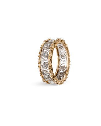 Anel Ramage Ouro Branco, Ouro Amarelo e Diamantes