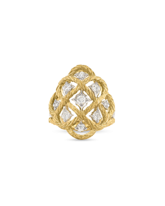 Anel Étoilée Ouro Amarelo, Branco E Diamantes