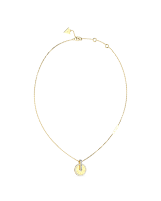 Colar em Aço Dourado com Pendente Redondo