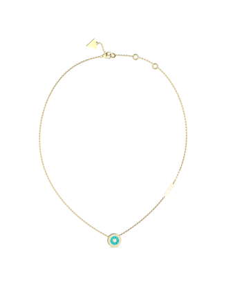 Colar em Aço Dourado com Pendente Redondo Azul