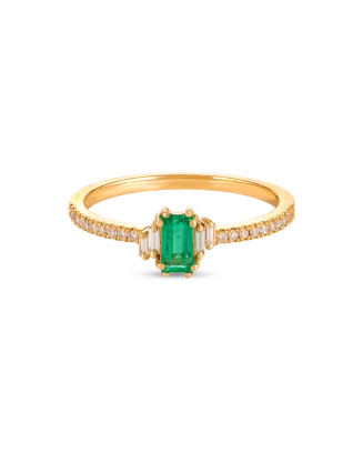 Anel Ouro Amarelo, Esmeralda E Diamantes