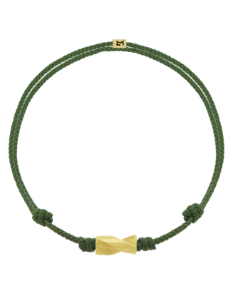 Pulseira Long Drill Verde com Ouro Amarelo