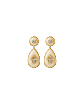 Brincos Macri em Ouro Amarelo, Ouro Branco E Diamantes