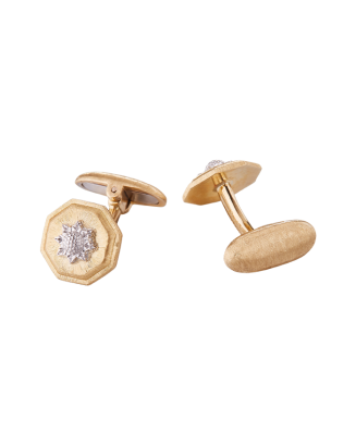 Botões de Punho Macri Classica em Ouro Amarelo E Branco