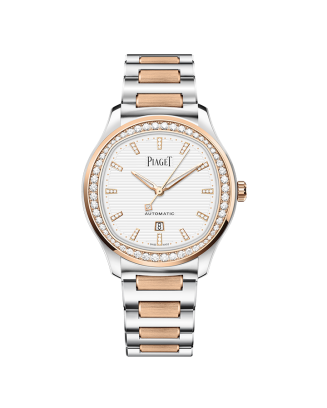 Rel&oacute;gio Polo Date A&ccedil;o E Ouro Rosa Diamantes