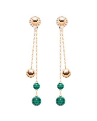 Brincos Possession Ouro Rosa, Diamantes E Malaquite