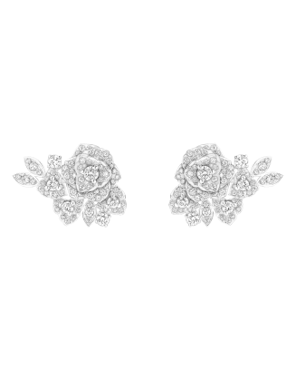 Brincos Rose Ouro Branco E Diamantes