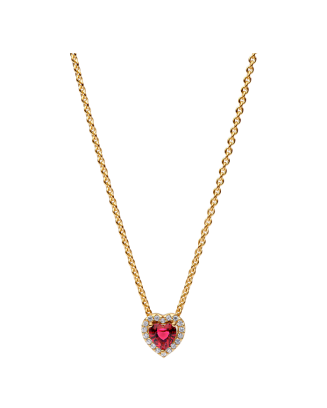 Colar Dourado com Cora&ccedil;&atilde;o Vermelho